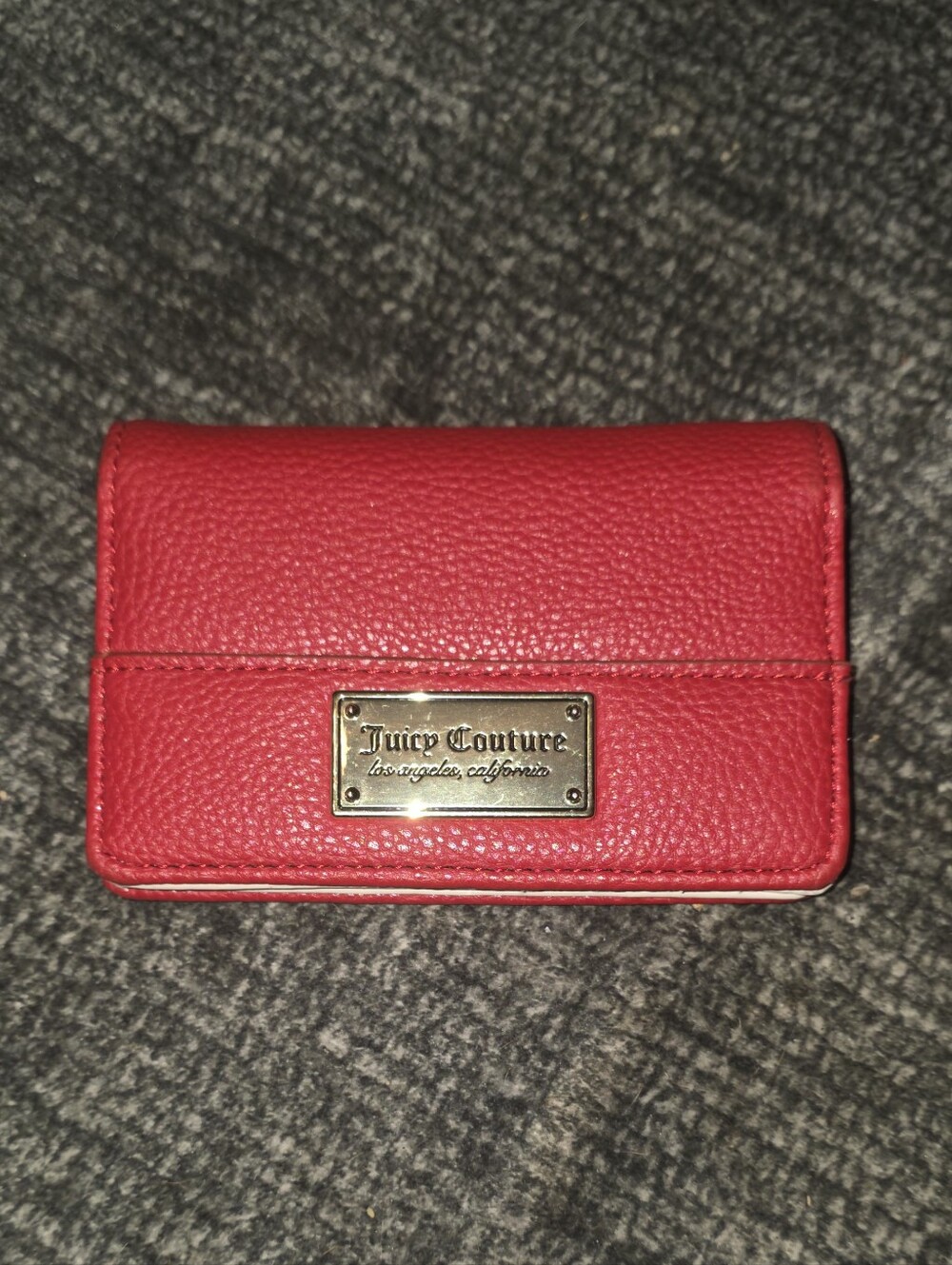 Juicy Couture Red Pebble Leather Wallet with Gold Plaque